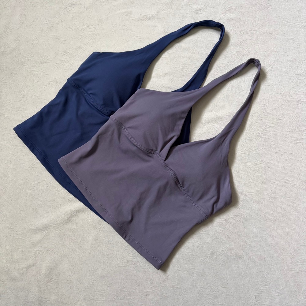 Yoga Fitness Tapis - เสื้อกั๊กคอวีแบบคล้องคอพร้อมแผ่นรองหน้าอก เสื้อผ้าโยคะสำหรับวิ่ง ออกกำลังกาย ฟิตเนส โยคะ เซ็กซี่สำหรับผู้หญิง