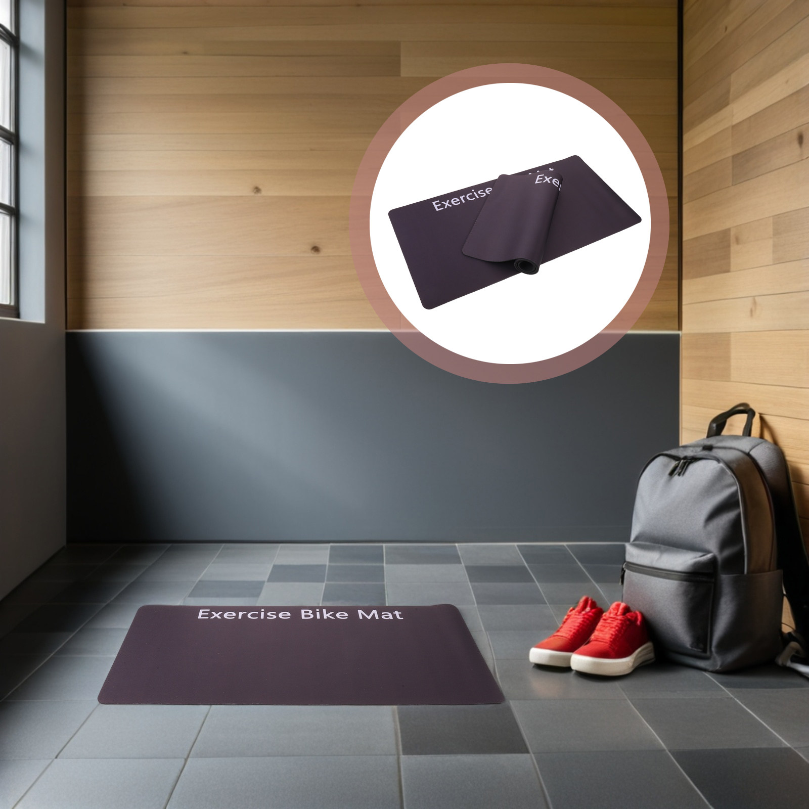 Gym Floor Mats - 2 ชิ้น แผ่นรองกันกระแทกสำหรับอุปกรณ์ออกกำลังกาย ขนาด 23.6x11.8 นิ้ว