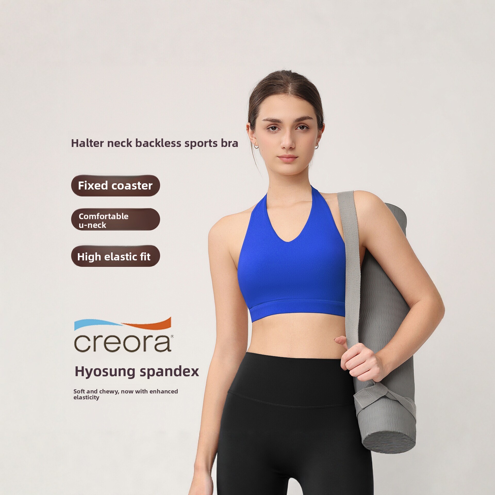 Yoga Fitness Tapis - สปอร์ตบราแบบฮอลเตอร์สำหรับผู้หญิง พร้อมแผ่นรองในตัว กันกระแทกและเสริมทรง ทรงเรเซอร์แบ็ค เหมาะสำหรับโยคะ พิลาทิส