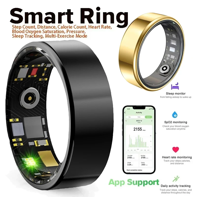 Gymnastics Rings - แหวนอัจฉริยะสําหรับ Xiaomi ผู้ชายผู้หญิงเกรดทหารเปลือกเหล็กไทเทเนียมการตรวจสอบสุขภาพ IP68 และ 3ATM