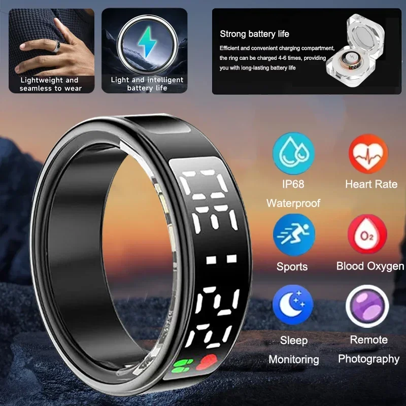Gymnastics Rings - แหวนสมาร์ทสําหรับผู้ชายผู้หญิง Heart Rate เลือดออกซิเจน Monitor Multi