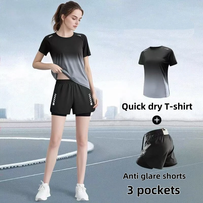 ชุดกีฬาสตรี กางเกงวิ่งขาสั้น เ - Yoga Fitness Kit บทวิจารณ์และราคา