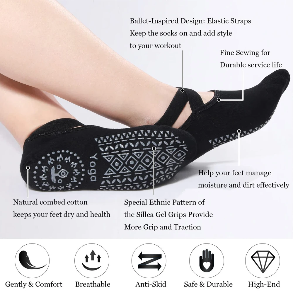 ถุงเท้าโยคะสำหรับผู้หญิง 1 คู่ - Yoga Dance & Fitness Center Llc บทวิจารณ์และราคา